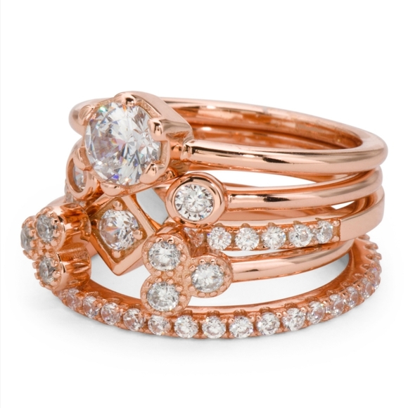 🍒NEW🍒 14K RGP 925 SS STACKABLE RING SET - Picture 4 of 5